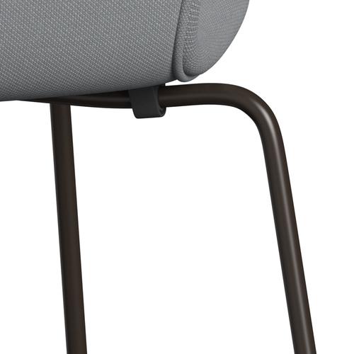 Fritz Hansen 3107 Stuhl Vollpolsterung, Braunbronze/Stahlschnitt Hellgrau