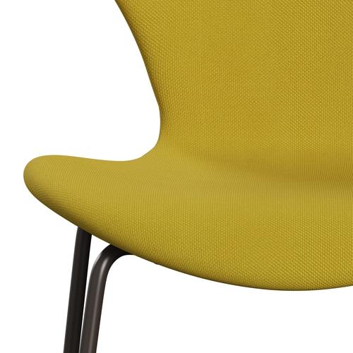 Fritz Hansen 3107 stoel Volledige bekleding, bruin brons/staalcut lichtgroen/geel