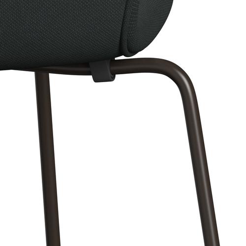 Fritz Hansen 3107 Stuhl Vollpolsterung, Braun-Bronze/Stahlschnitt-Kohle