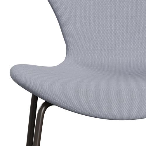 Fritz Hansen 3107 Stuhl Vollpolsterung, Braun Bronze/Stahlschnitt Mausgrau