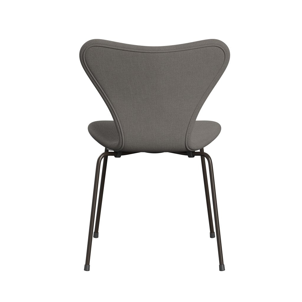 Fritz Hansen 3107 sedia piena rivestimento, bronzo marrone/grigio medio in taglio in acciaio