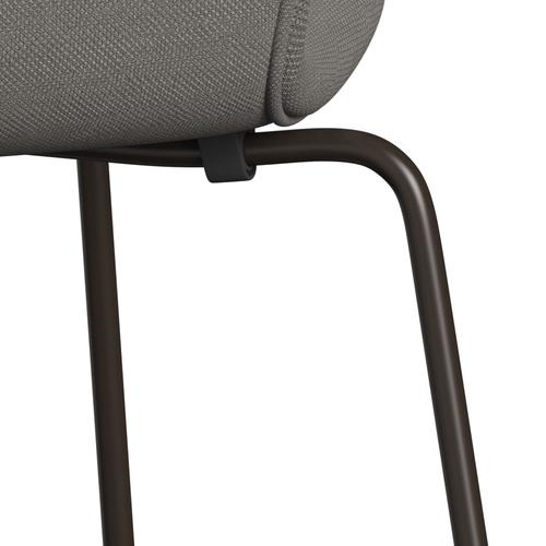 Fritz Hansen 3107 sedia piena rivestimento, bronzo marrone/grigio medio in taglio in acciaio