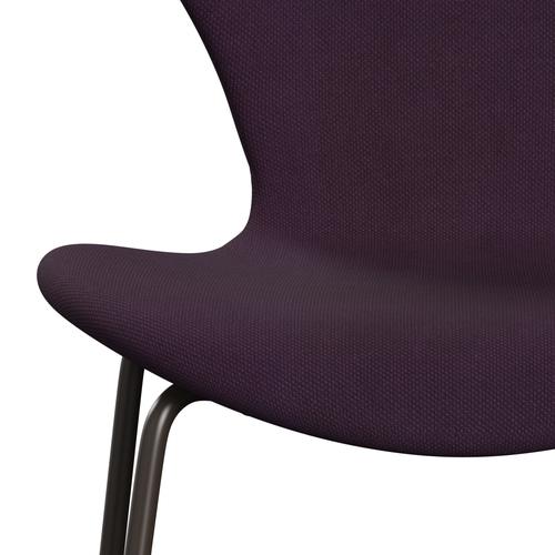 Fritz Hansen 3107 sedia piena rivestimento, bronzo marrone/taglio in acciaio viola