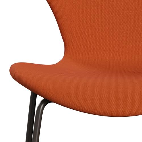 Fritz Hansen 3107 stoel Volledige bekleding, bruin brons/staalcut oranje donker