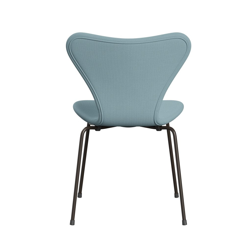 Fritz Hansen 3107 stoel Volledige bekleding, bruin brons/staalcut pastel blauw