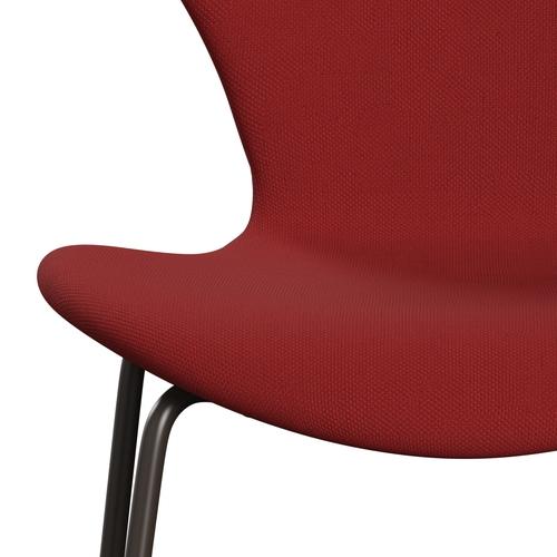 Fritz Hansen 3107 stol fuld polstring, brun bronze/stålcut rød