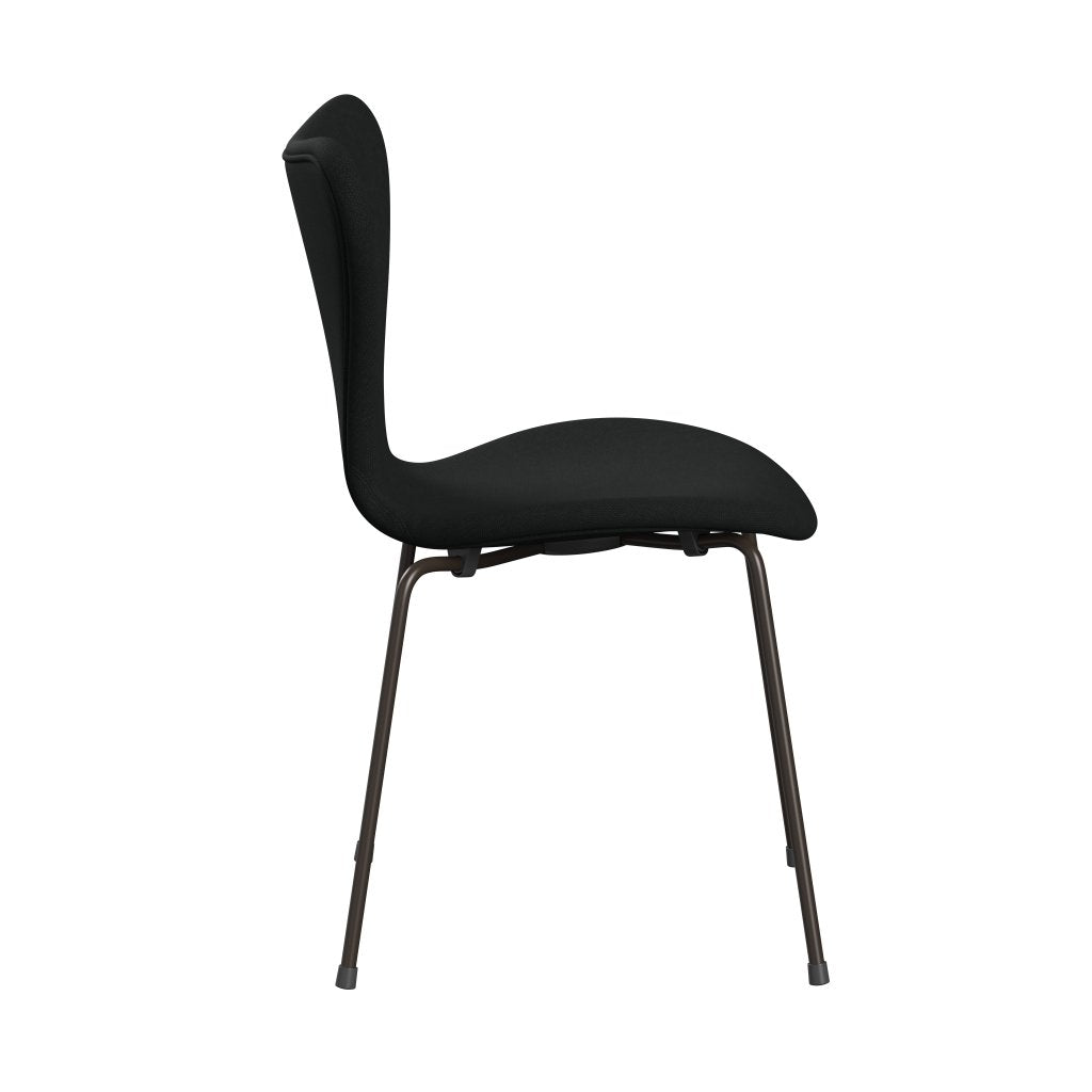 Fritz Hansen 3107 stol fuld polstring, brun bronze/stålcut sort