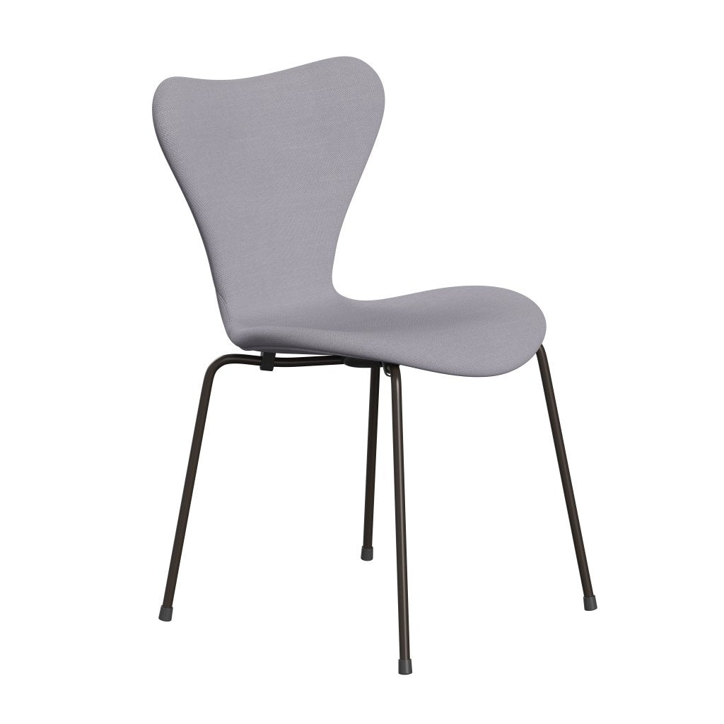 Fritz Hansen 3107 Stuhl Vollpolsterung, Braun Bronze/Stahlschnitt Siber Grey Light