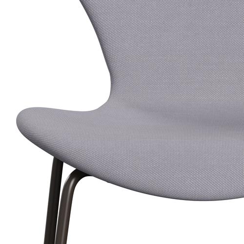 Fritz Hansen 3107 Stuhl Vollpolsterung, Braun Bronze/Stahlschnitt Siber Grey Light