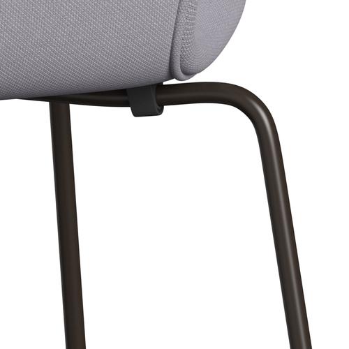 Fritz Hansen 3107 Stuhl Vollpolsterung, Braun Bronze/Stahlschnitt Siber Grey Light