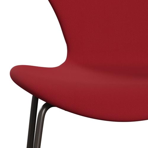 Fritz Hansen 3107 stoel Volledige bekleding, bruin brons/staalcut standaard/licht donkerrood