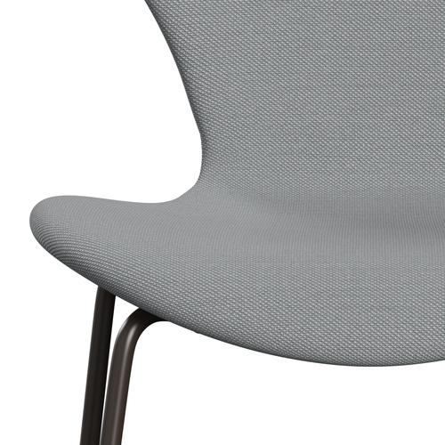 Fritz Hansen 3107 sedia piena tappezzeria, bronzo marrone/trio di taglio in acciaio beige