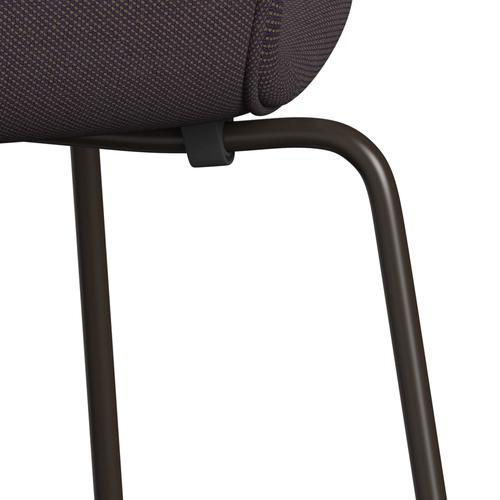 Fritz Hansen 3107 Stuhl Vollpolsterung, Braun Bronze/Stahlschnitt Trio Braun