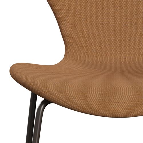 Fritz Hansen 3107 Stuhl Vollpolsterung, Braun Bronze/Stahlschnitt Trio Camel