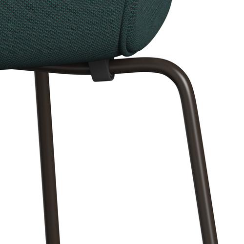 Fritz Hansen 3107 Stol Fuld polstring, brun bronze/stålcut -trio flaske grøn