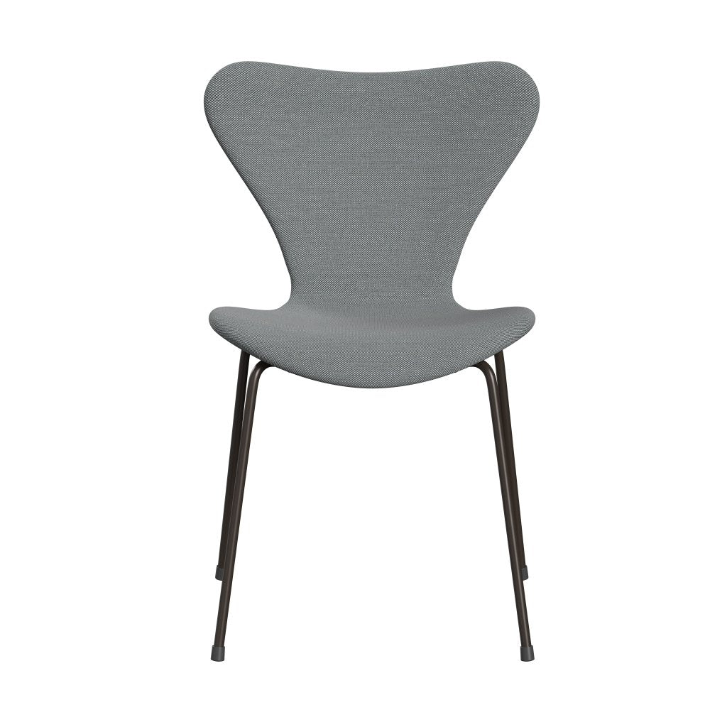 Fritz Hansen 3107 sedia piena tappezzeria, bronzo marrone/trio di taglio in acciaio grigio