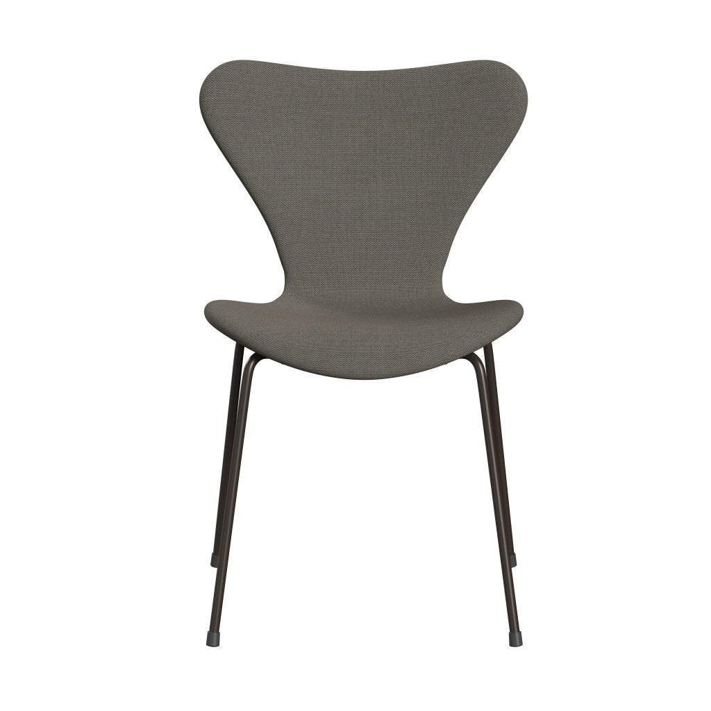 Fritz Hansen 3107 Stuhl Vollpolsterung, Braun Bronze/Stahlschnitt Trio Hellbraun