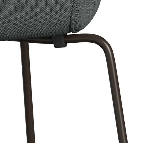 Fritz Hansen 3107 stoel Volledige bekleding, bruin brons/staalcut trio houtskool