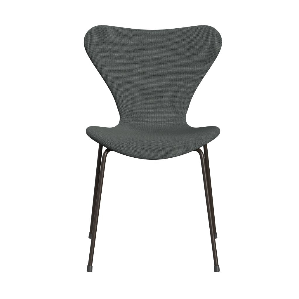 Silla Fritz Hansen 3107 Tapicería completa, bronce marrón/trío de acero carbón