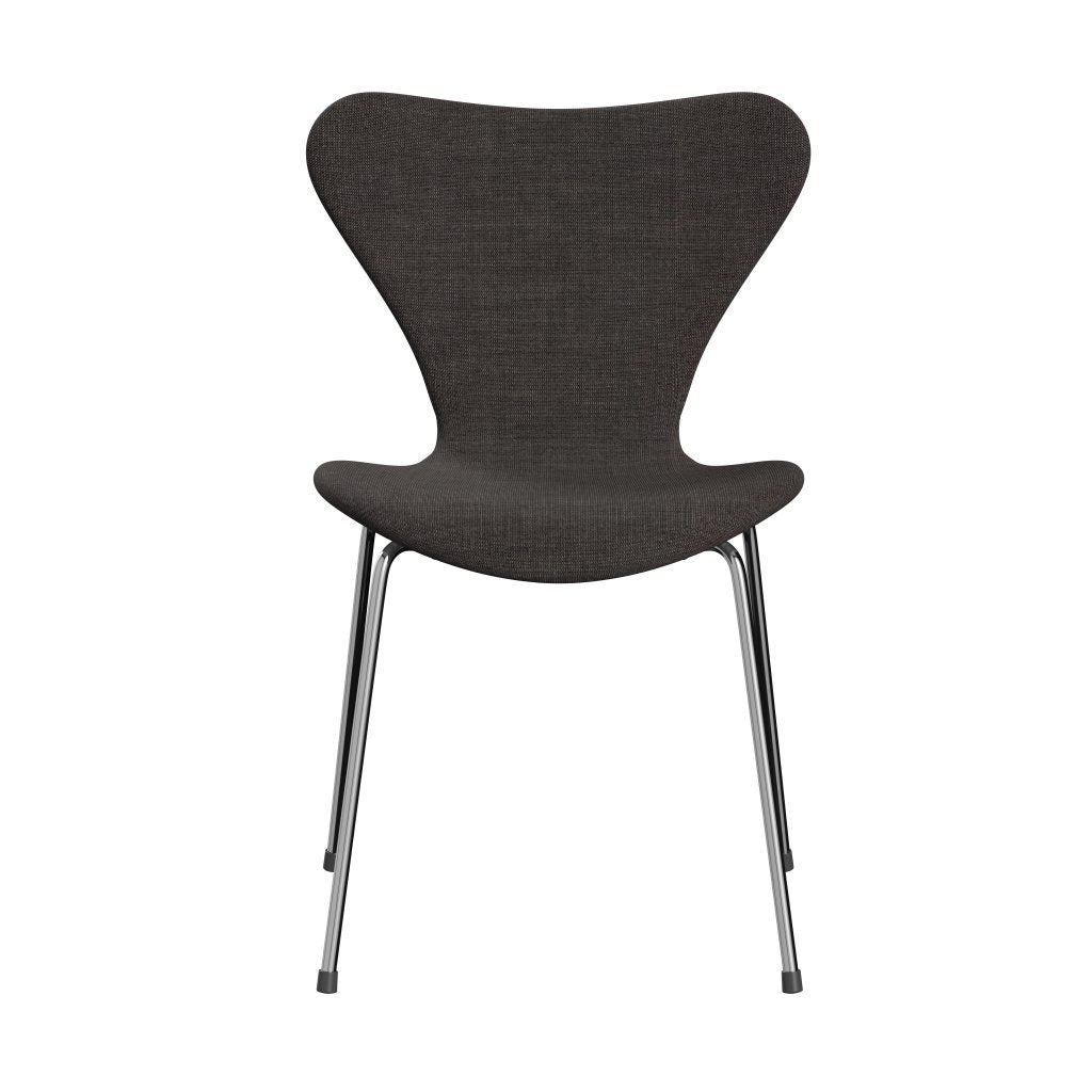 Fritz Hansen 3107 Stuhl Vollpolsterung, Chrom/Leinwand Dunkelgrau