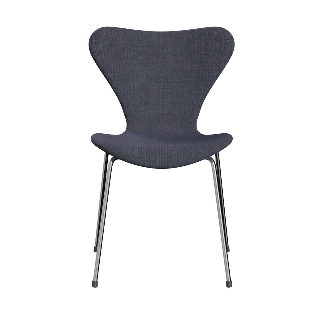 Fritz Hansen 3107 chaise complète complète, chrome / toile bleu clair (CA0734)