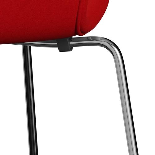 Fritz Hansen 3107 chaise complète complète, Chrome / Divina Red (Div623)