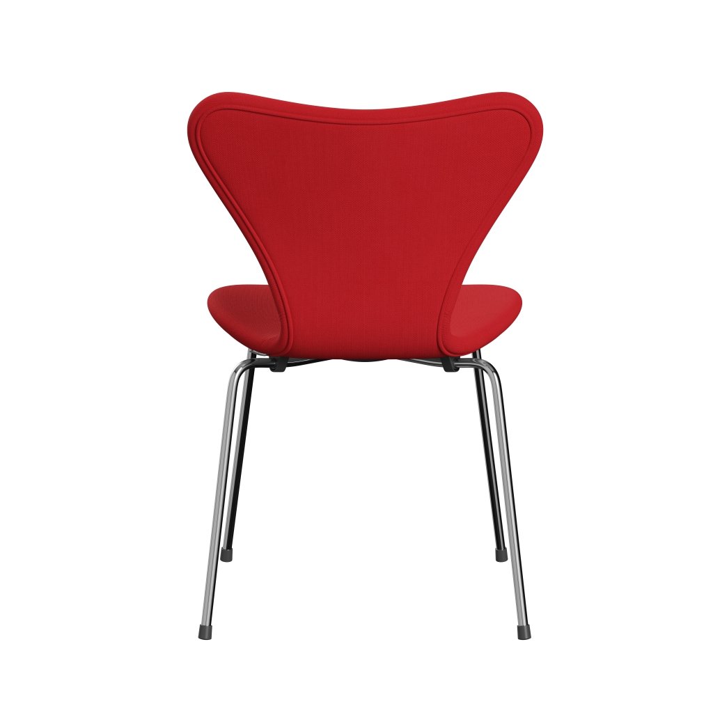 Fritz Hansen 3107 Stuhl Vollpolsterung, Chrom/Stahlschnitt Neonrot