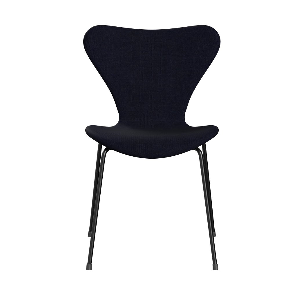弗里茨·汉森（Fritz Hansen）3107椅子完整的内饰，黑色/帆布午夜蓝色