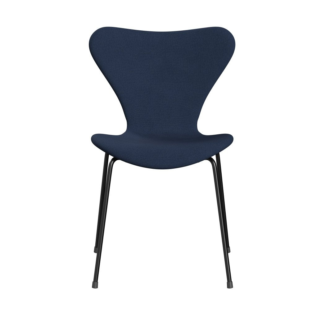 Fritz Hansen 3107 chaise complète complète, noir / christianshavn bleu foncé