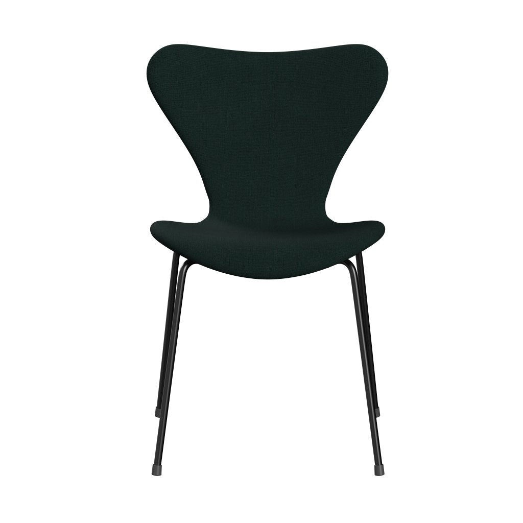 Fritz Hansen 3107 chaise complète complète, noir / christianshavn vert foncé