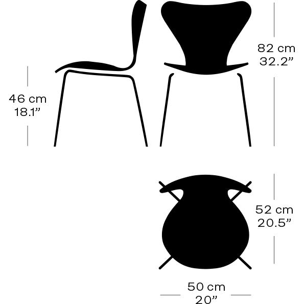 Fritz Hansen 3107 chaise complète complète, noir / christianshavn orange