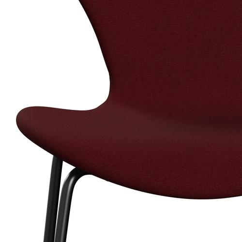 Fritz Hansen 3107 chaise complète complète, noir / christianshavn rouge uni