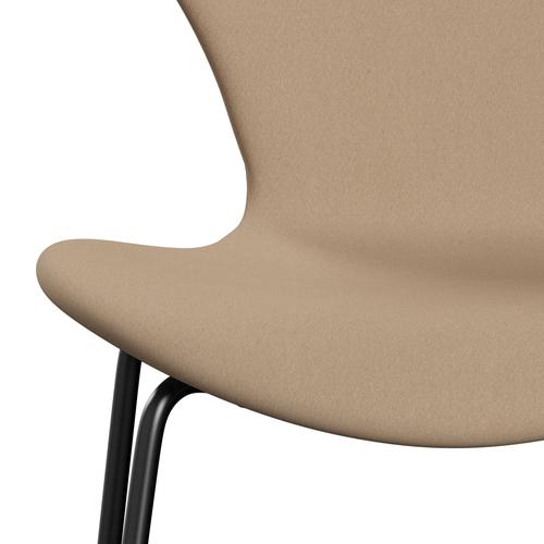 Fritz Hansen 3107 chaise complète complète, noir / confort beige (C61003)