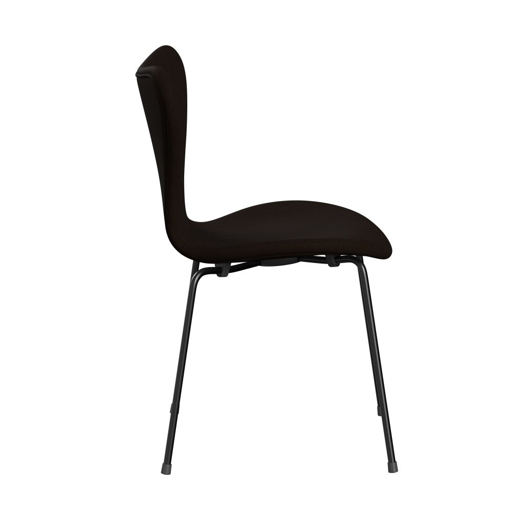 弗里茨·汉森（Fritz Hansen）3107椅子完整的内饰，黑色/舒适棕色（C01566）