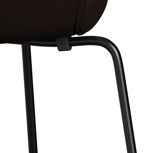 弗里茨·汉森（Fritz Hansen）3107椅子完整的内饰，黑色/舒适棕色（C01566）