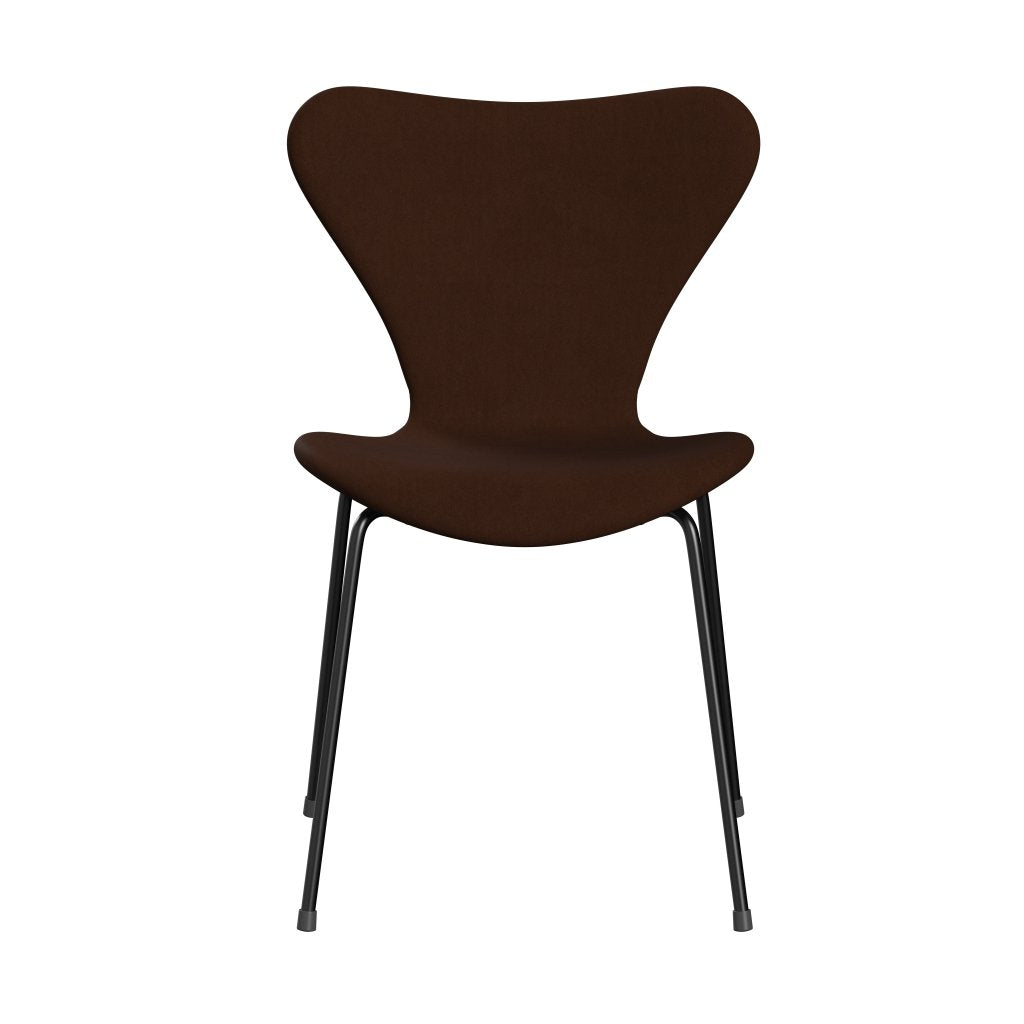 Fritz Hansen 3107 chaise complète complète, noir / confort brun foncé