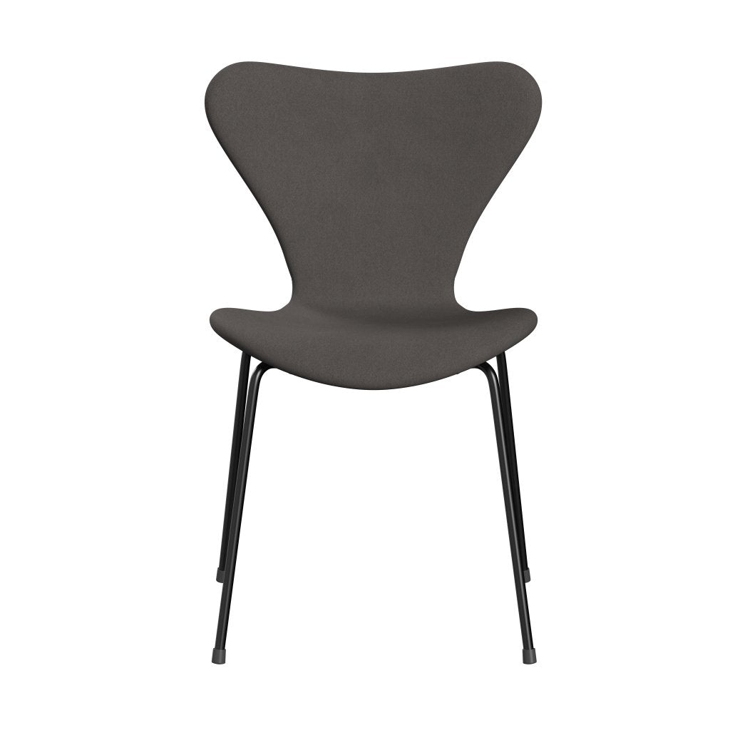 Fritz Hansen 3107 chaise complète complète, noir / confort gris foncé (C60008)