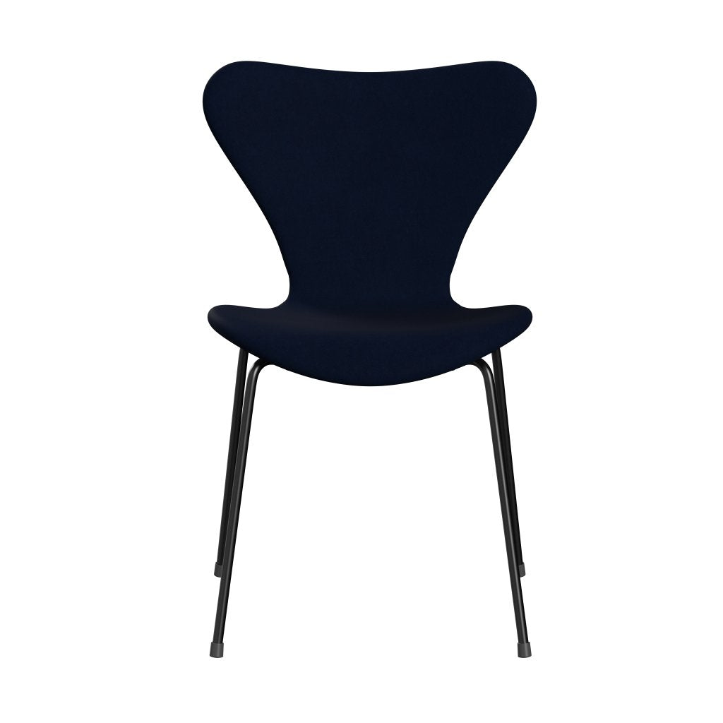 Fritz Hansen 3107 chaise complète complète, noir / confort gris foncé / bleu