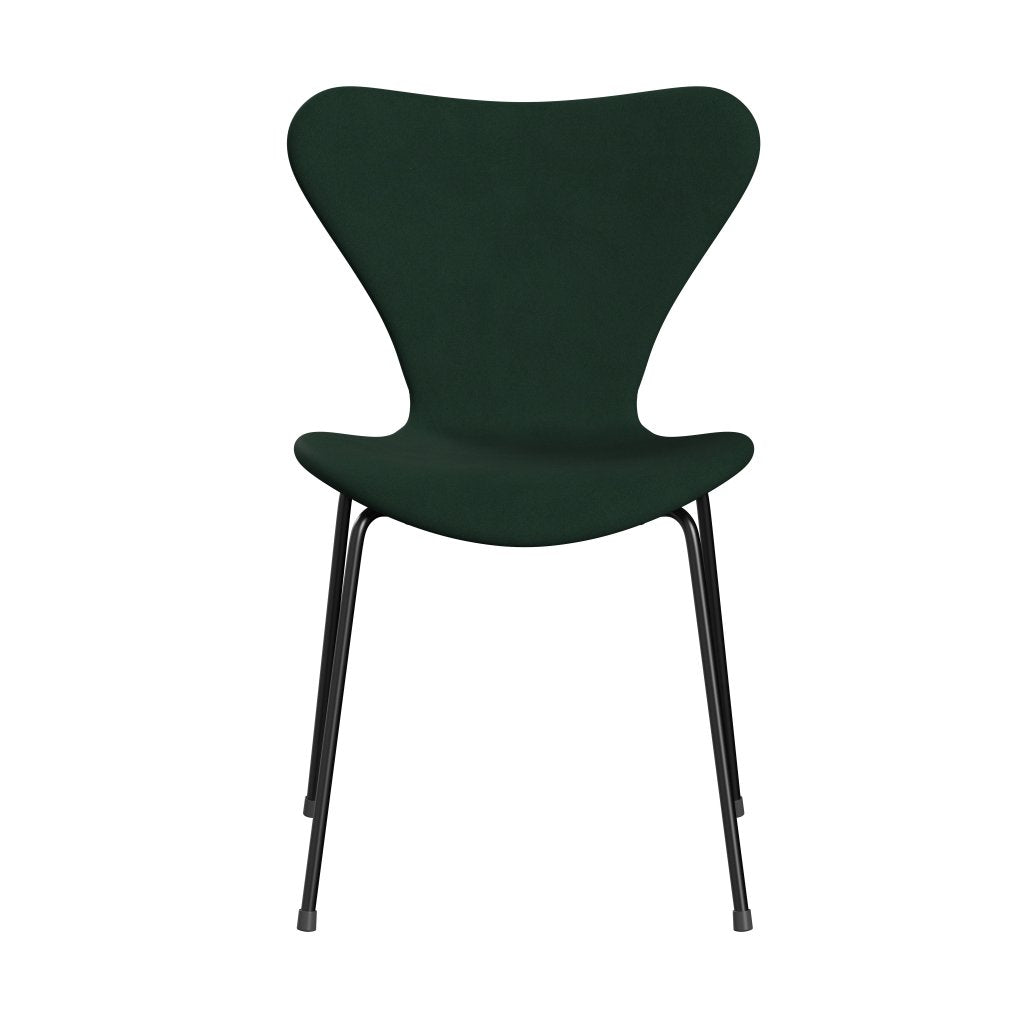 Fritz Hansen 3107椅子完整的内饰，黑色/舒适深绿色