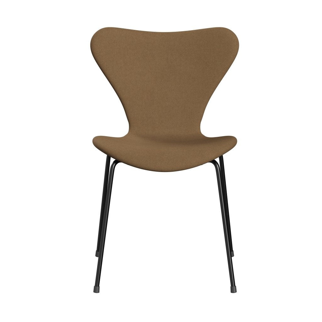 Fritz Hansen 3107 stol full møbeltrekk, svart/komfort lysebrun