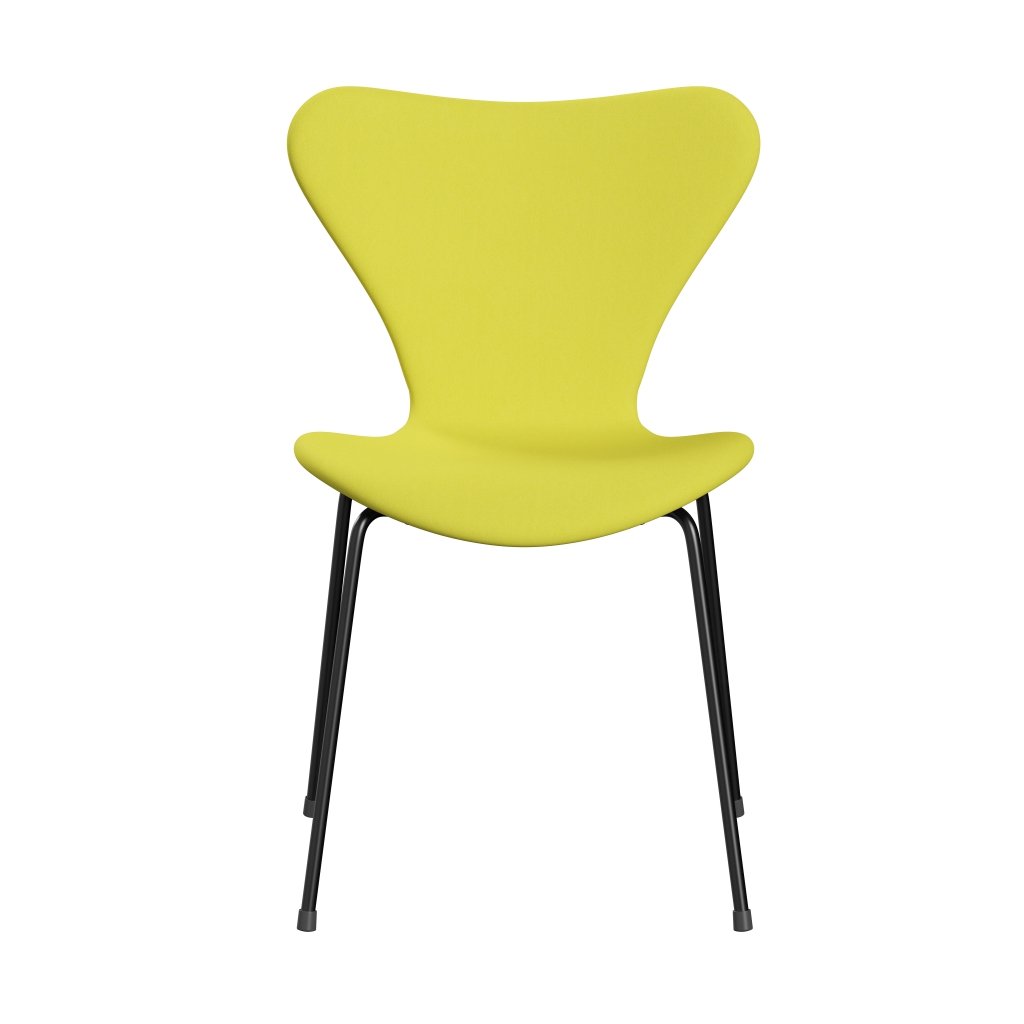 Fritz Hansen 3107 stol full møbeltrekk, svart/komfortlys gul