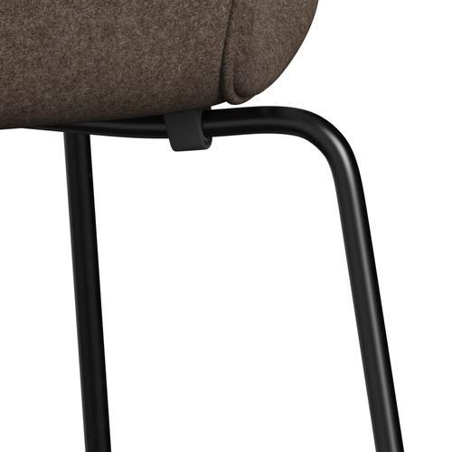 Fritz Hansen 3107 chaise complète complète, noir / divina mélange brun poussiéreux