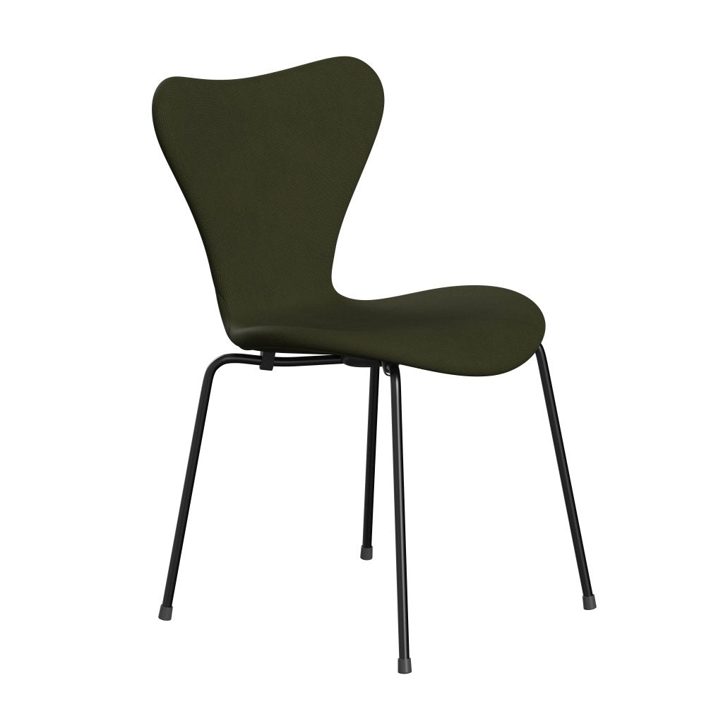 Fritz Hansen 3107 Silla tapicería completa, negro/fama verde marrón oscuro