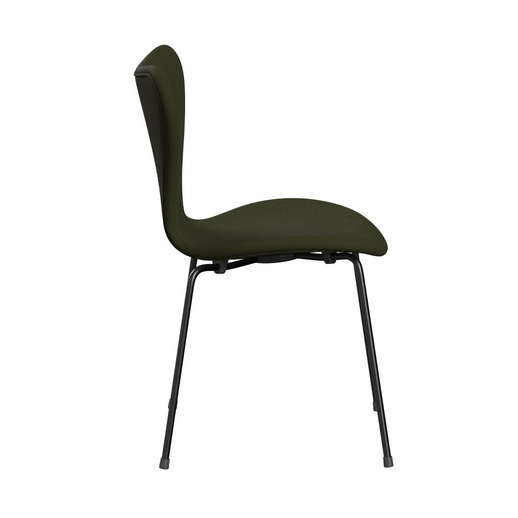 Fritz Hansen 3107 Silla tapicería completa, negro/fama verde marrón oscuro