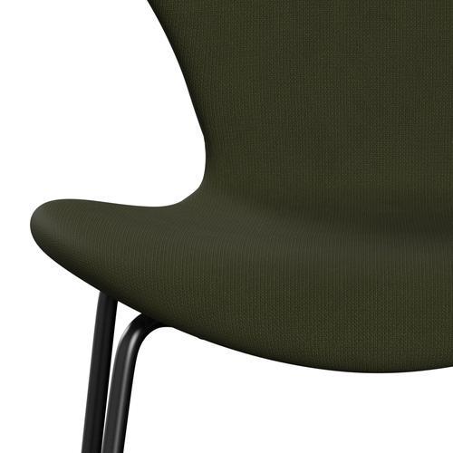 Fritz Hansen 3107 Silla tapicería completa, negro/fama verde marrón oscuro