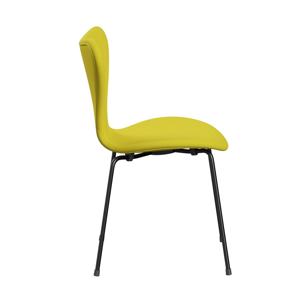 Fritz Hansen 3107 Stuhl Vollpolsterung, Schwarz/Fame Yellow