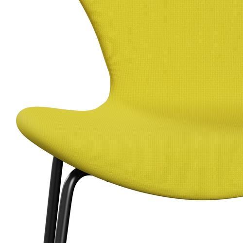 Fritz Hansen 3107 stol fuld polstring, sort/berømmelse gul