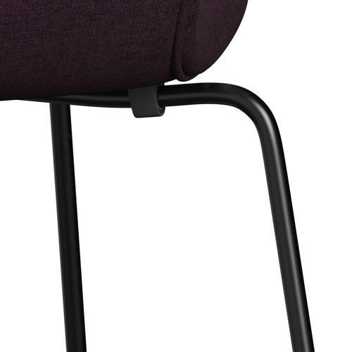 Fritz Hansen 3107 stoel Volledige bekleding, zwart/remix aubergine (REM692)