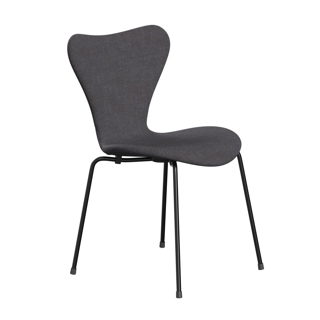 Fritz Hansen 3107 stoel Volledige bekleding, zwart/remix donkergrijs (REM266)