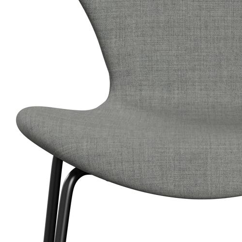 Fritz Hansen 3107 Stuhl Vollpolsterung, Schwarz/Remix Hellgrau